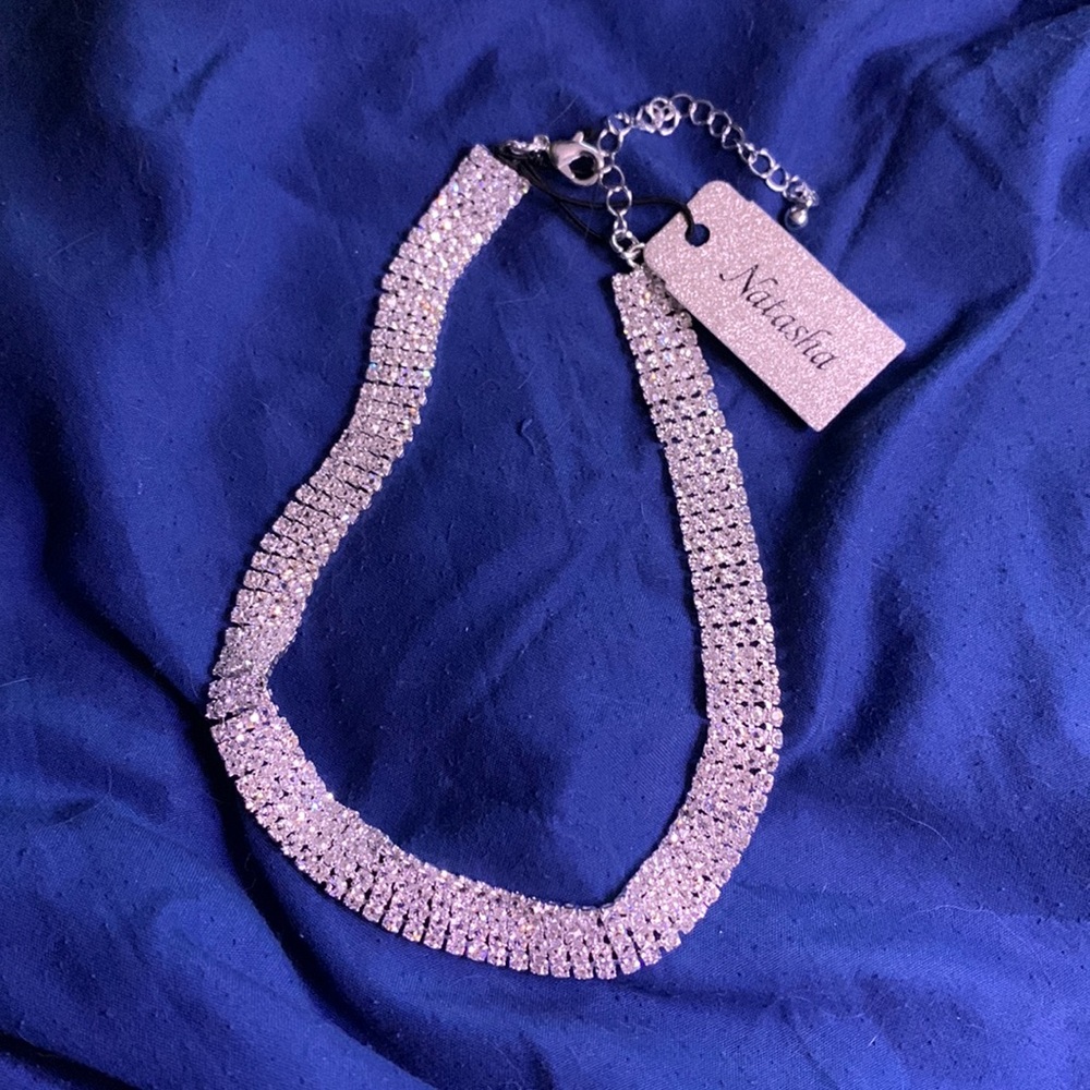 Necklace diamonds paved adjustable choker collar